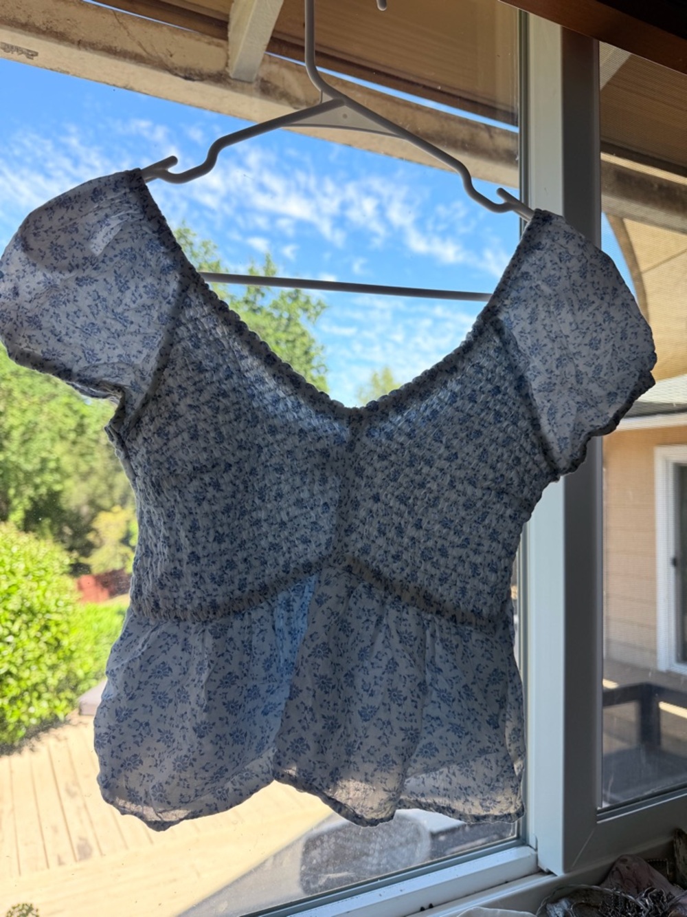hollister blue babydoll top
